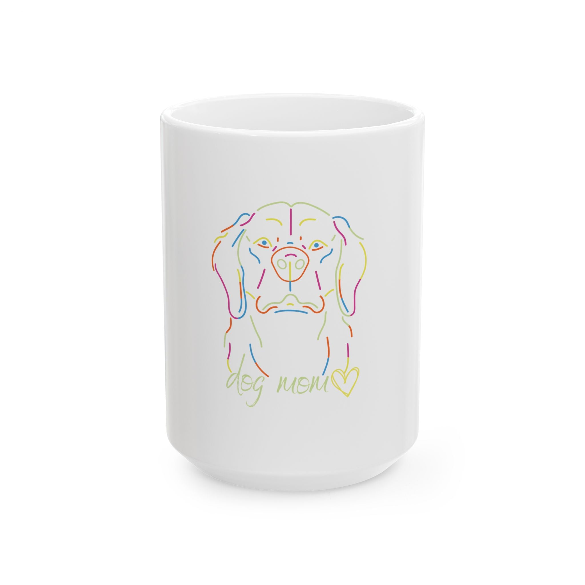 Dog Mom Colorful Neon Printed Lines Make Dog Face Print For Dog Lovers - Paw Print Lovers - Pet Lovers Mug Ceramic Mug, (11oz, 15oz)