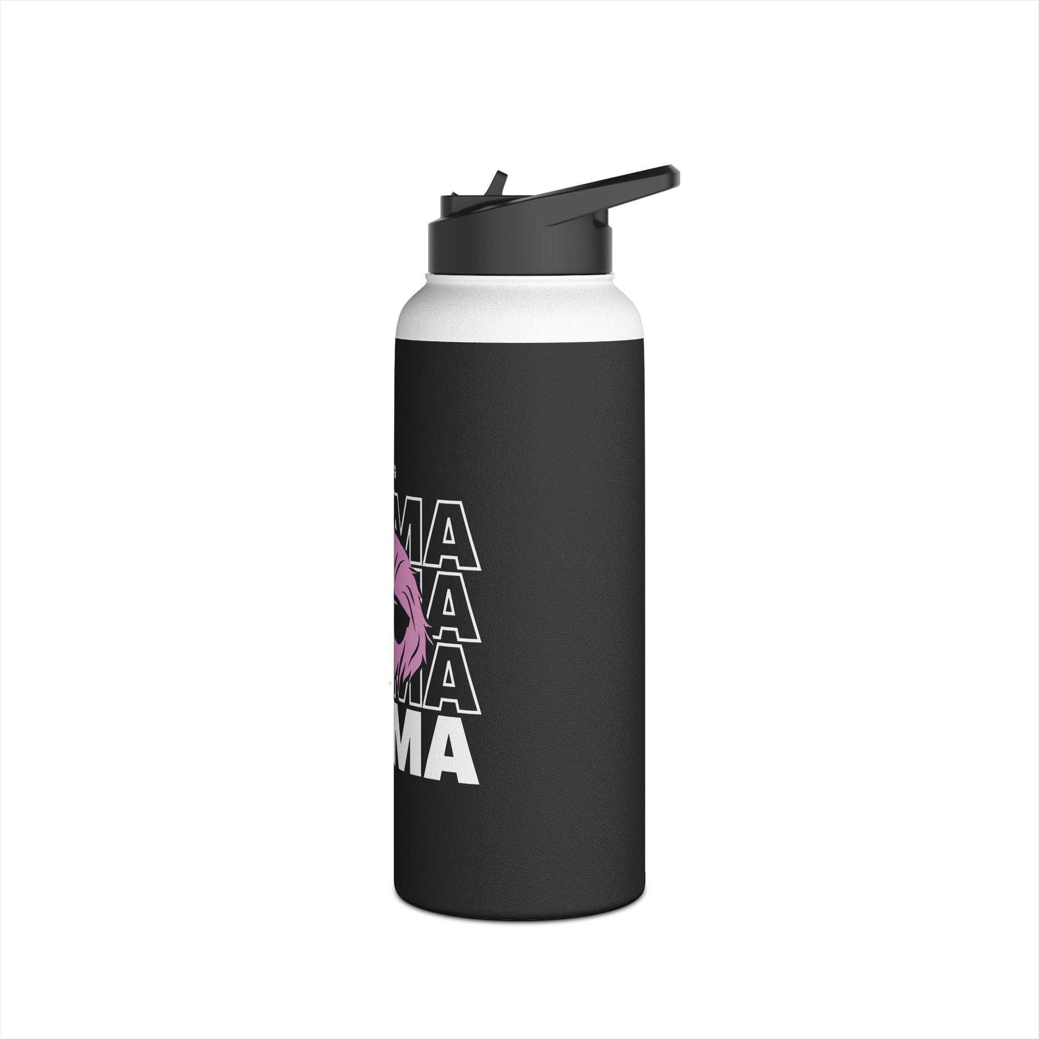 Cool "Dog Mama" T-Shirt with Pink Pup Design - Perfect for Dog Moms Woman | Animal Moms Women’s Apparel - Paw Print With Dog Mom Text Stainless Steel Water Bottle, Standard Lid