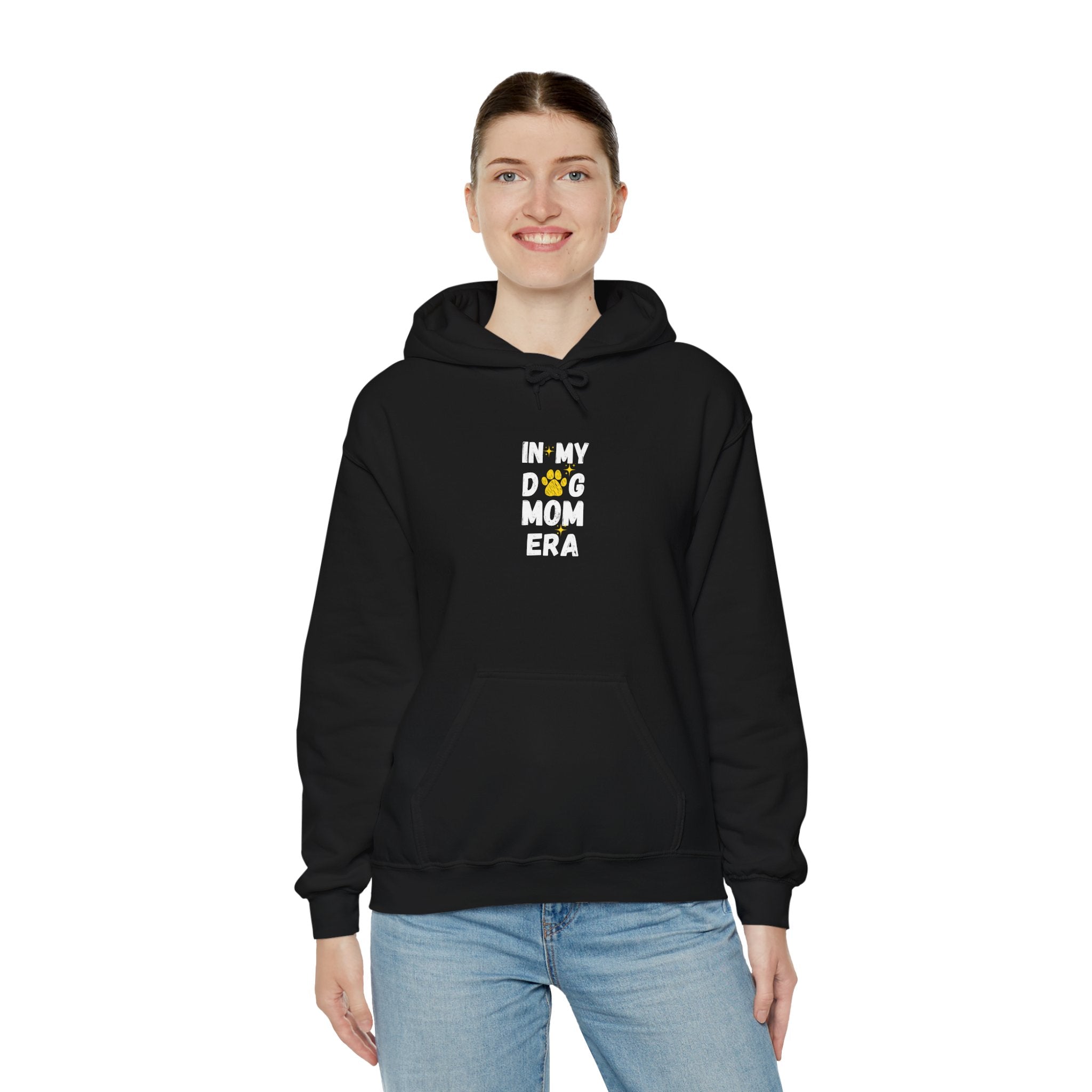 In My Dog Mama Era Funny Paw Art In Yellow - Funny Pet Lover Tee for Dog Moms | Pet Lovers Cute Pet Tees Animal Moms Women’s Apparel - Pet Lovers Hoodie - Dog Paw Lovers Unisex Heavy Blend™ Hooded Sweatshirt