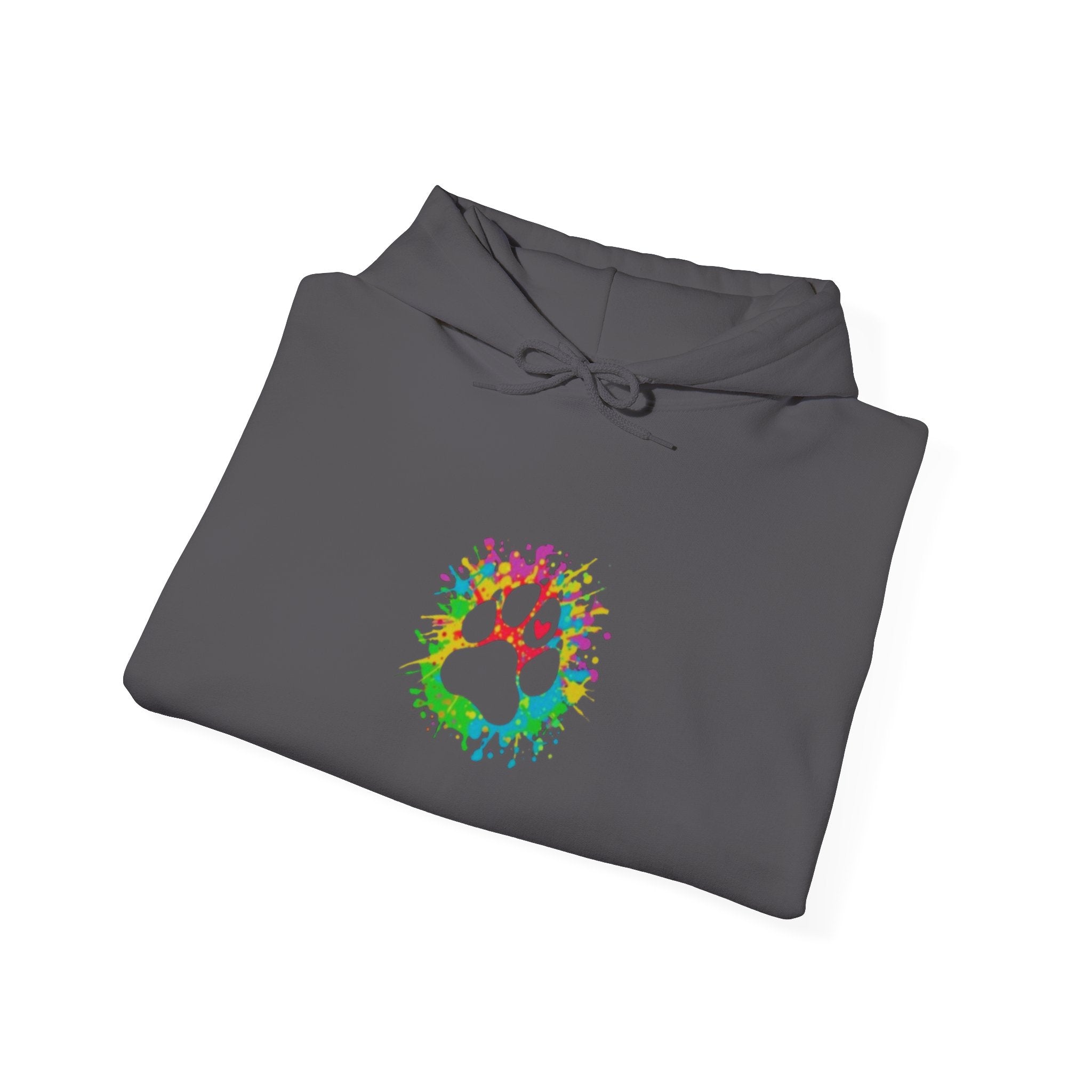 Cool Colorful Paw Print with Color Splashes - Funny Pet Lover Tee for Dog Moms | Pet Lovers Cute Pet Tees Animal Moms Women’s Apparel - Pet Lovers Hoodie - Dog Paw Lovers Unisex Heavy Blend™ Hooded Sweatshirt