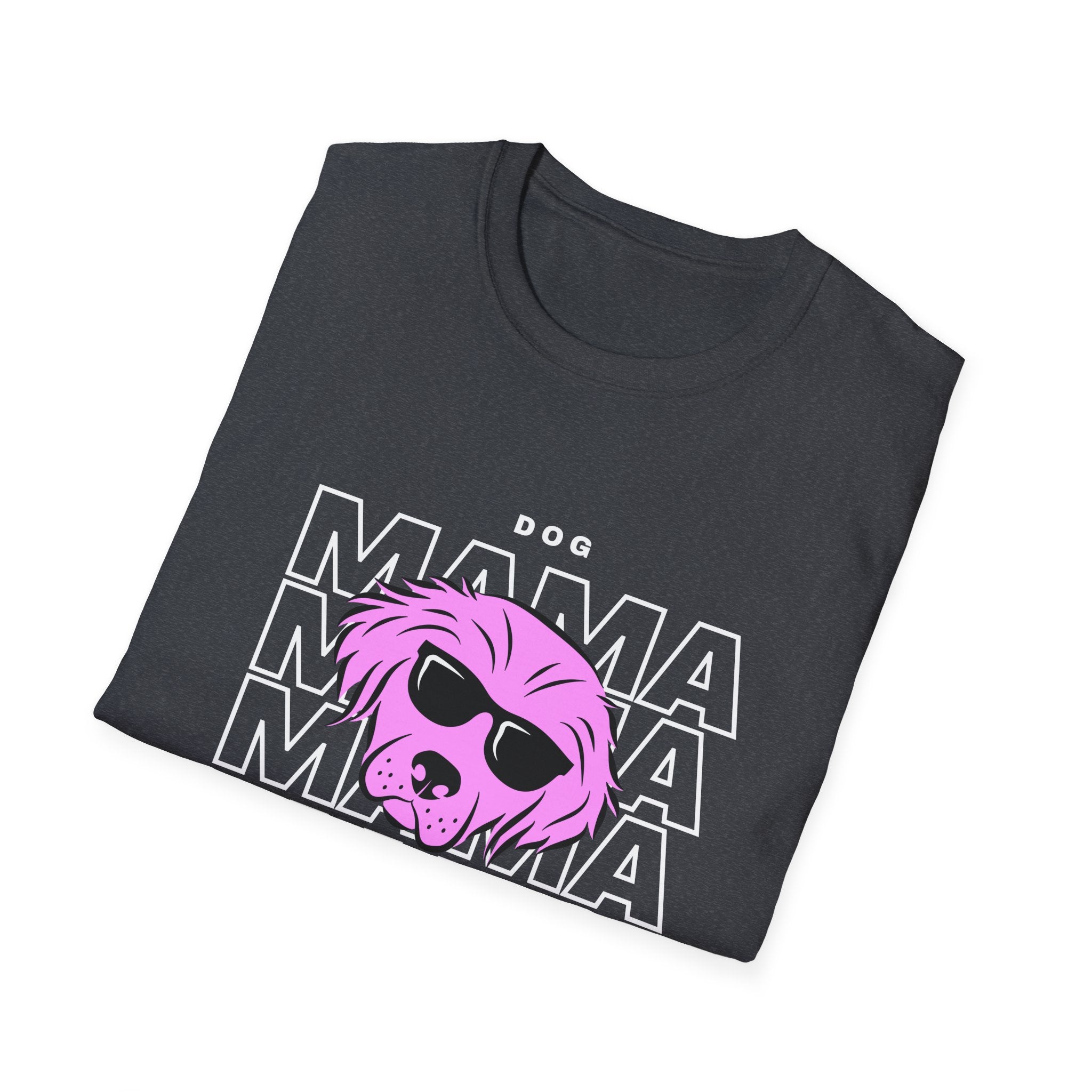 Cool "Dog Mama" T-Shirt with Pink Pup Design - Perfect for Dog Moms Woman | Animal Moms - Dog Lover Paw Shirt - Dog Mom Paw Lover Shirt - Unisex Softstyle T-Shirt