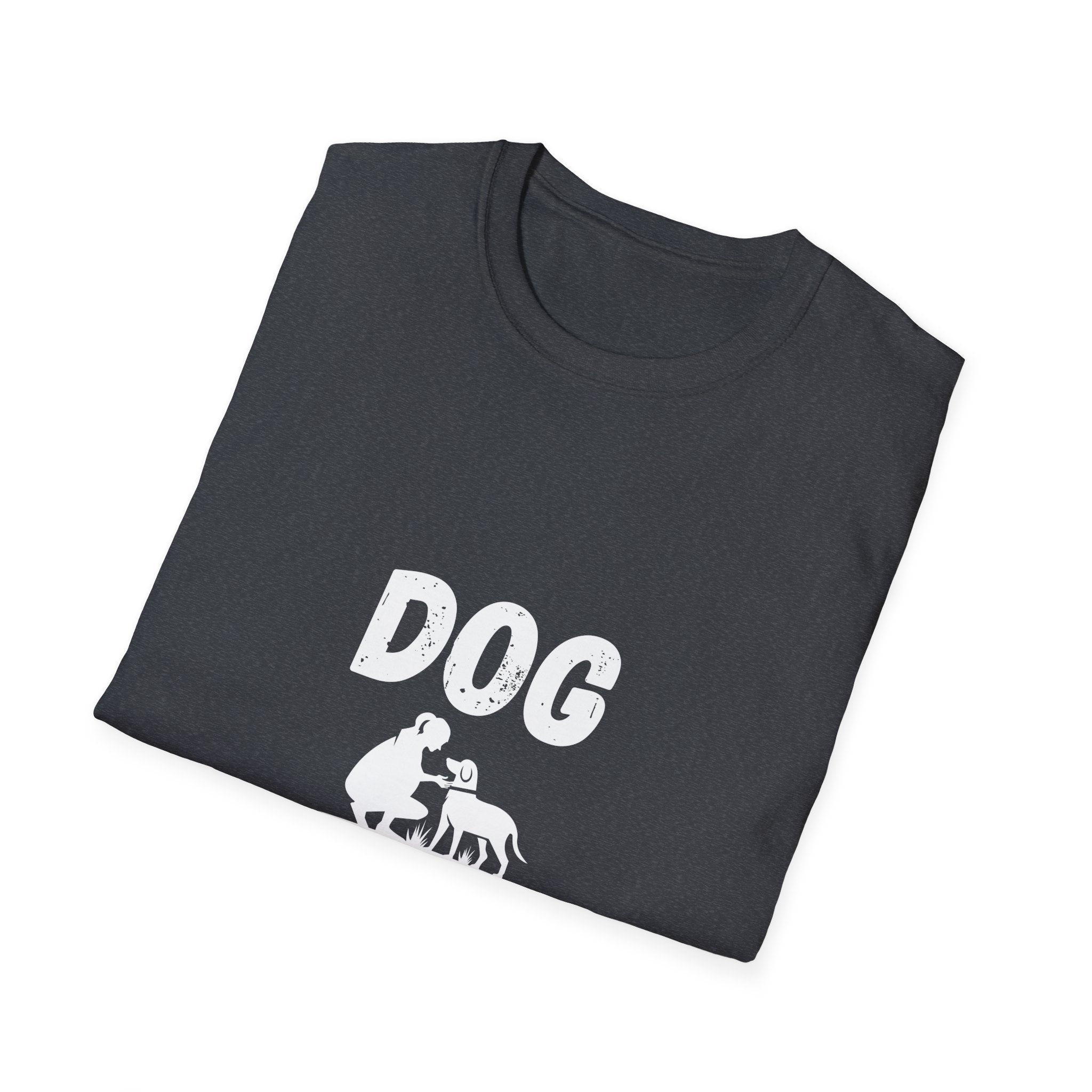 Dog Paw Printed On Heartbeat for Dog Lovers - Funny Pet Lover Tee for Dog Moms | Pet Lovers Cute Pet Tees with Dog and Woman | Animal Moms - Dog Lover Paw Shirt - Dog Mom Paw Lover Shirt - Unisex Softstyle T-Shirt