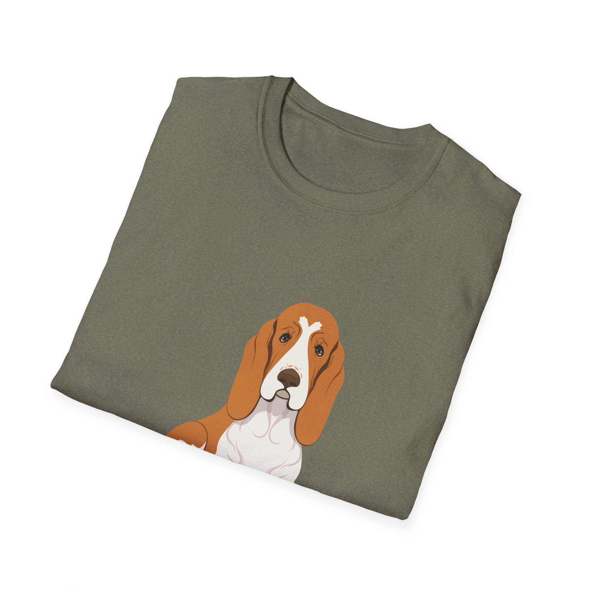 "Emma" Cute Dog Perfect for Proud Dog Moms | Pet Lovers Cute Pet Tees with Dog and Woman | Animal Moms - Dog Lover Paw Shirt - Dog Mom Paw Lover Shirt - Unisex Softstyle T-Shirt