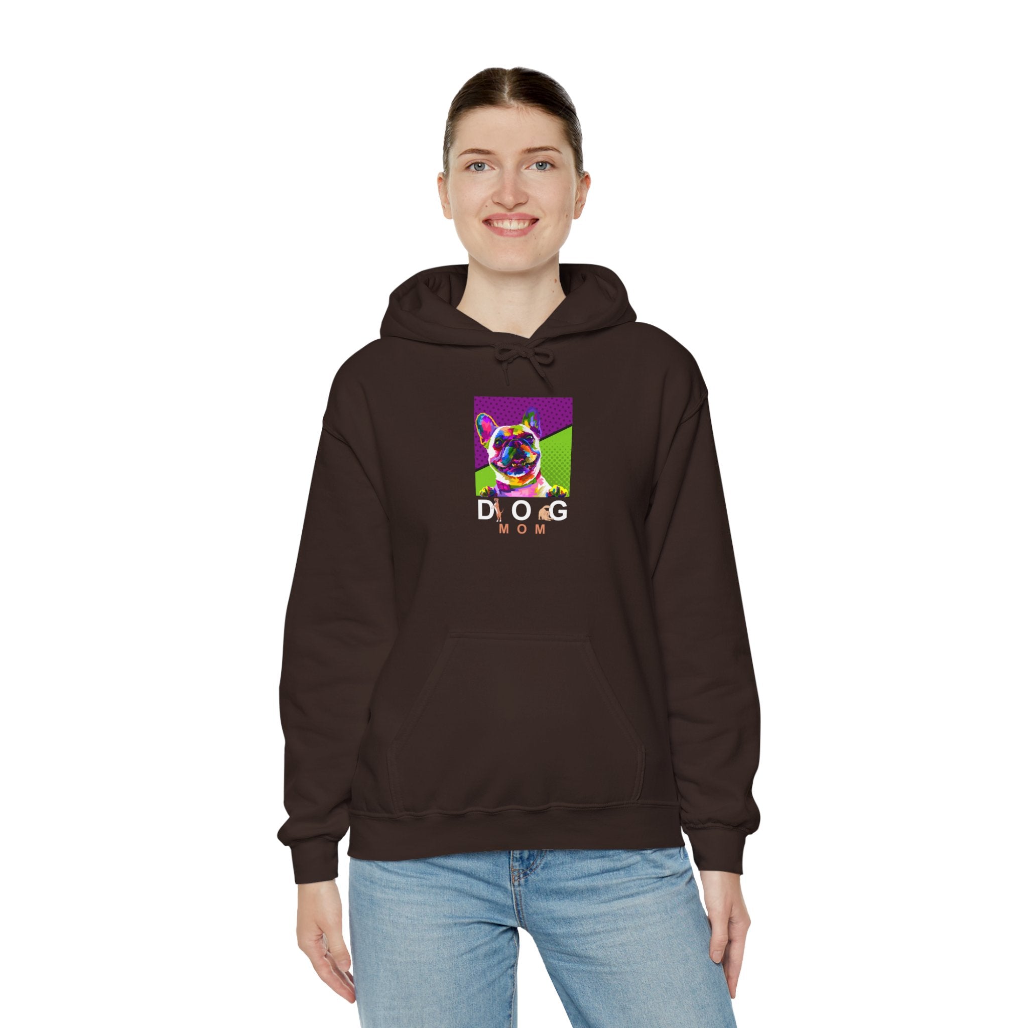 Dog Mom Cool Colorful Dog Printed on Women’s Apparel - Pet Lovers Hoodie - Dog Paw Lovers Unisex Heavy Blend™ Hooded Sweatshirt