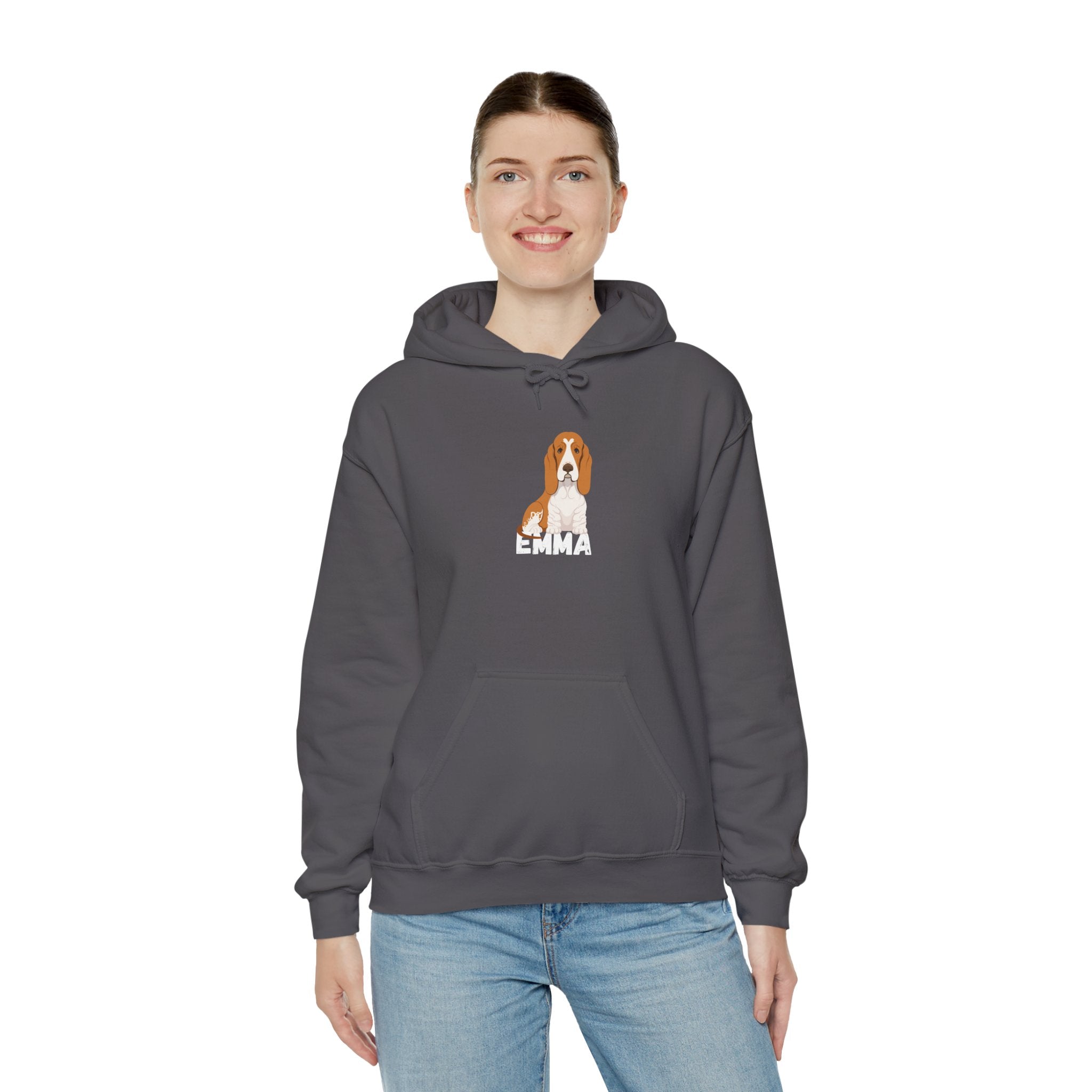 "Emma" Cute Dog Perfect for Proud Dog Moms | Pet Lovers Cute Pet Tees Animal Moms Women’s Apparel - Pet Lovers Hoodie - Dog Paw Lovers Unisex Heavy Blend™ Hooded Sweatshirt