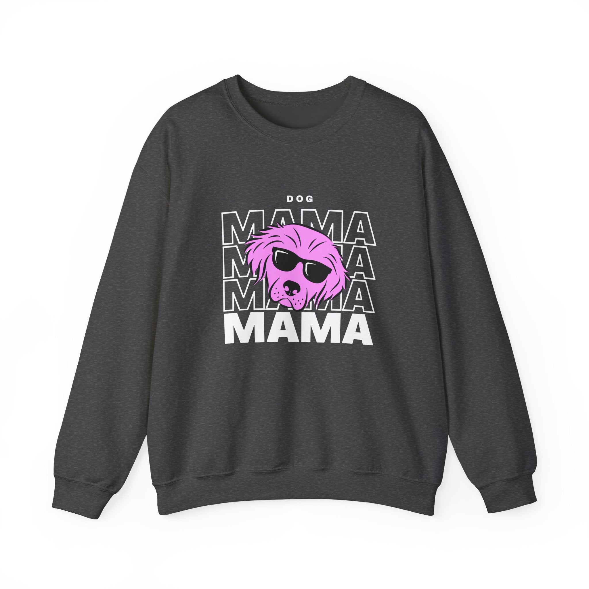 Cool "Dog Mama" T-Shirt with Pink Pup Design - Perfect for Dog Moms Woman | Animal Moms | Animal Moms - Dog Owners Sweatshirt - Dog Lovers Sweatshirt - Unisex Heavy Blend™ Crewneck Sweatshirt