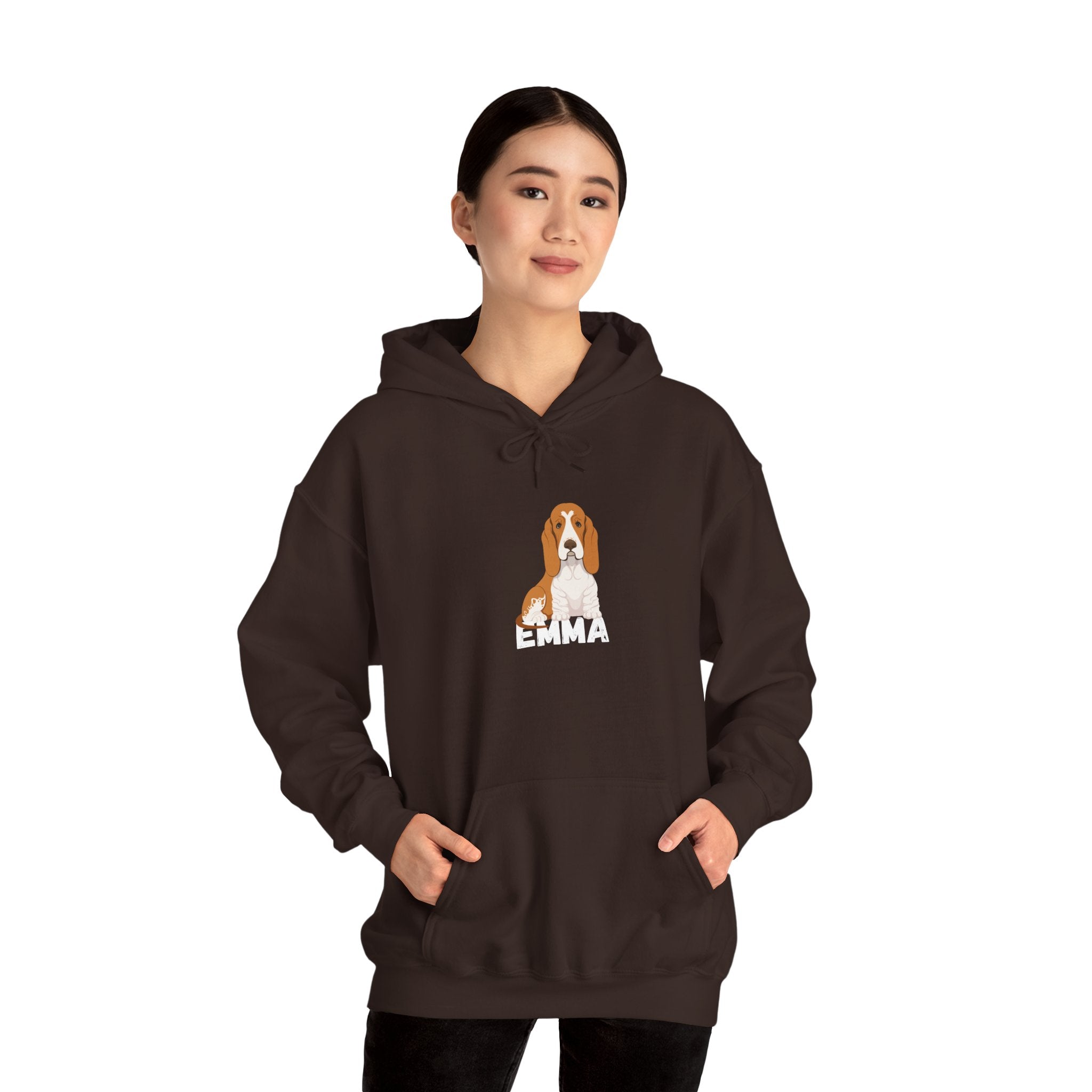 "Emma" Cute Dog Perfect for Proud Dog Moms | Pet Lovers Cute Pet Tees Animal Moms Women’s Apparel - Pet Lovers Hoodie - Dog Paw Lovers Unisex Heavy Blend™ Hooded Sweatshirt