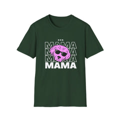 Cool "Dog Mama" T-Shirt with Pink Pup Design - Perfect for Dog Moms Woman | Animal Moms - Dog Lover Paw Shirt - Dog Mom Paw Lover Shirt - Unisex Softstyle T-Shirt