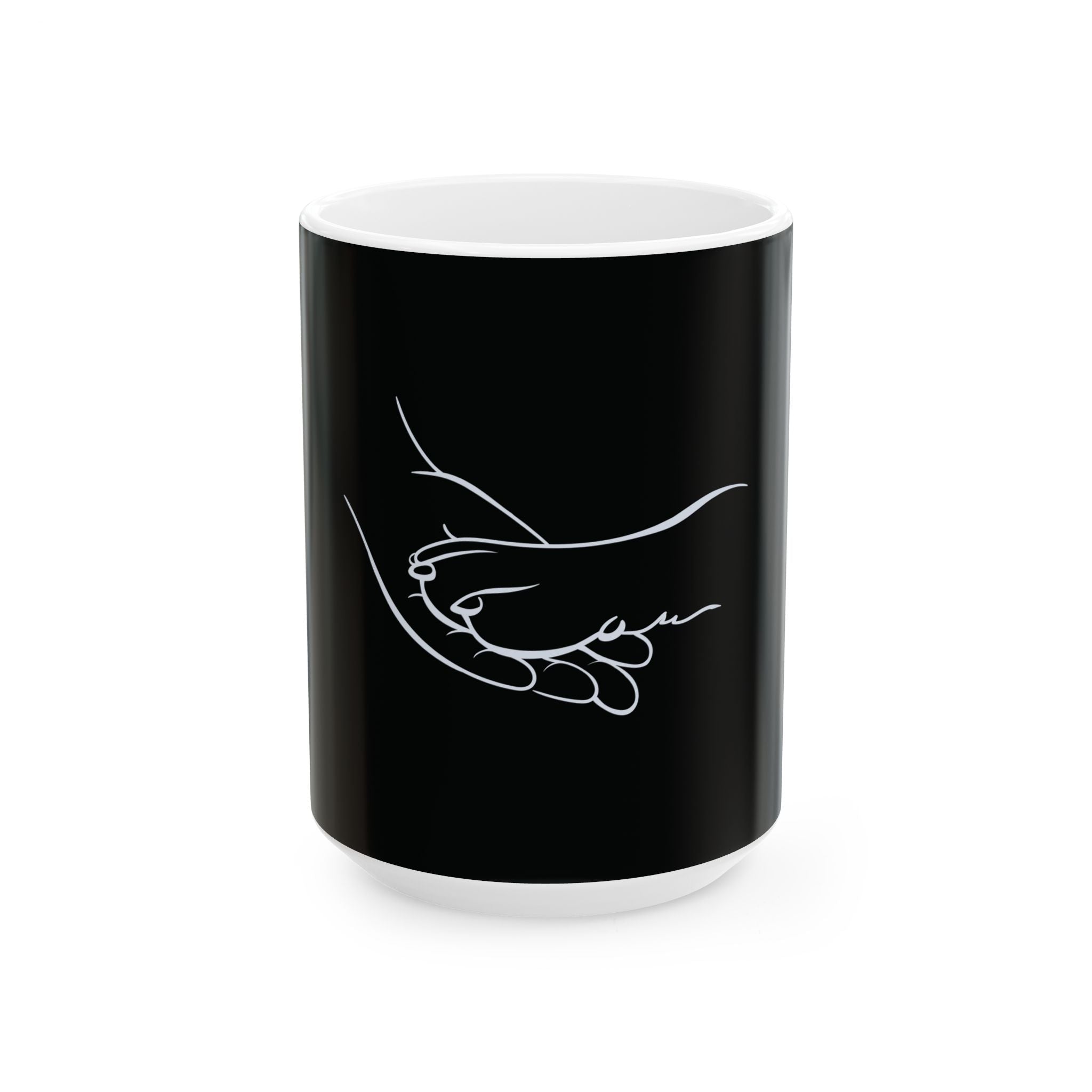 Minimal Art of Man Hand With Dog Paw Doing HighFive - Funny Pet Lover Tee for Dog Moms | Pet Lovers Cute Pet Tees Animal Moms Apparel Dog Lovers - Paw Print Lovers - Pet Lovers Mug Ceramic Mug, (11oz, 15oz)