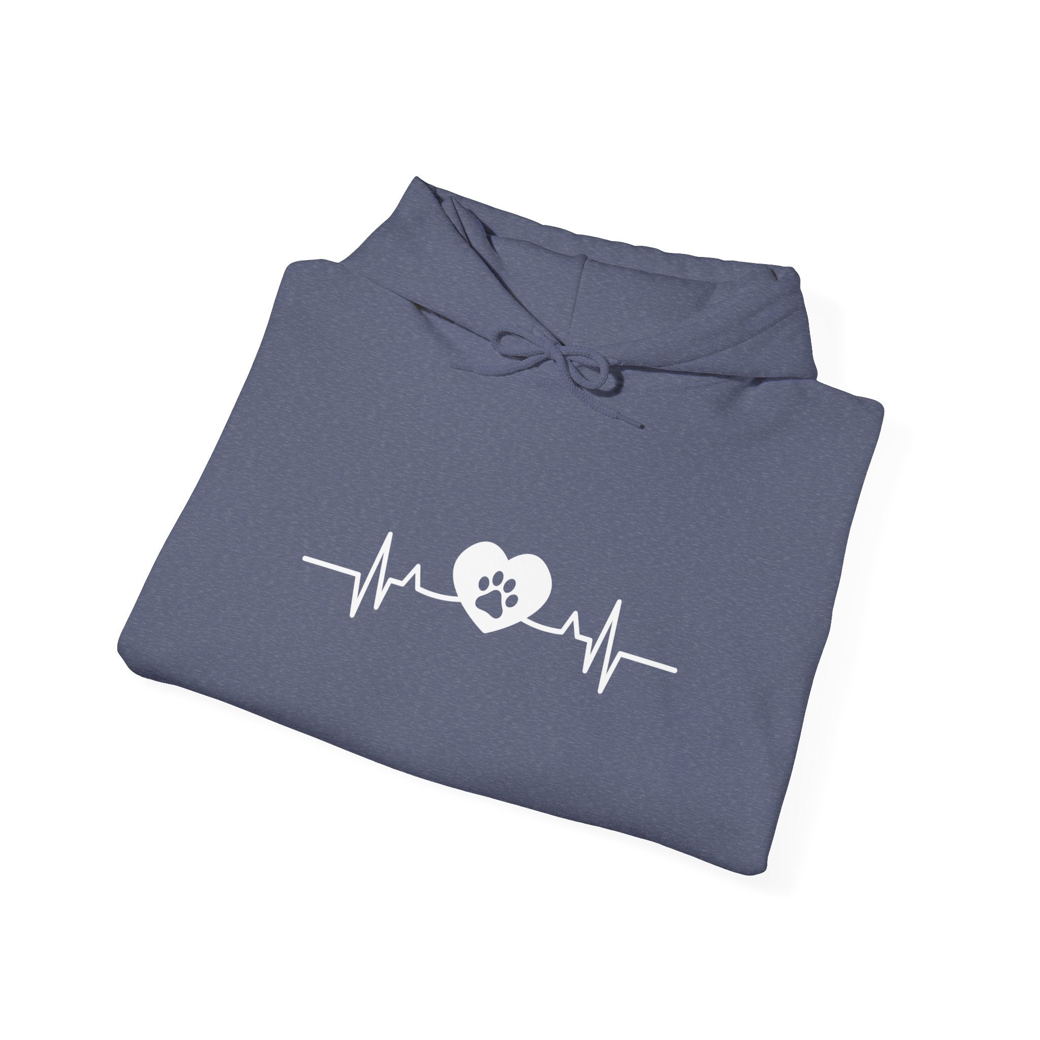 Dog Paw Design Pasted on Heartbeat for Dog Lover - Funny Pet Lover Tee for Dog Moms | Pet Lovers Cute Pet Tees Animal Moms Women’s Apparel - Pet Lovers Hoodie - Dog Paw Lovers Unisex Heavy Blend™ Hooded Sweatshirt