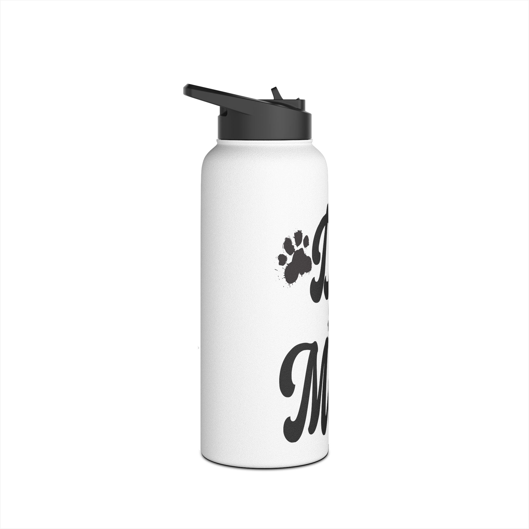 Dog Mom Paw Print For Dog Lovers - Paw Print With Dog Mom Text Stainless Steel Water Bottle, Standard Lid