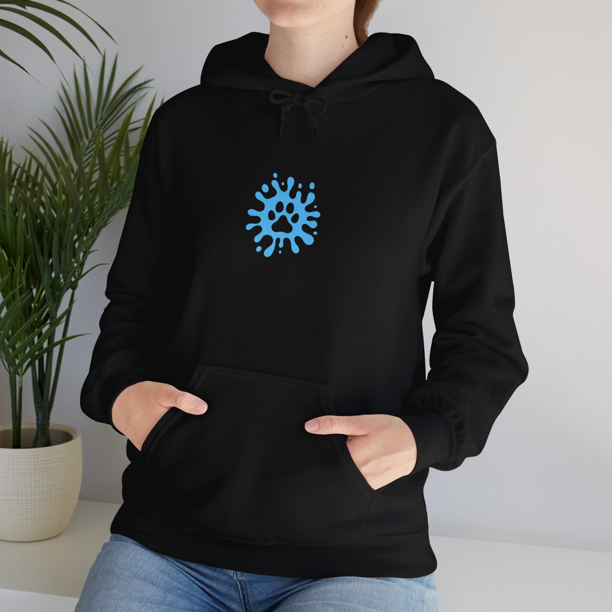 Dog Mom Minimalist Blue Paw Print Splash Design for Proud Pet Lovers | Pet Lovers Cute Pet Tees Animal Moms Women’s Apparel - Pet Lovers Hoodie - Dog Paw Lovers Unisex Heavy Blend™ Hooded Sweatshirt