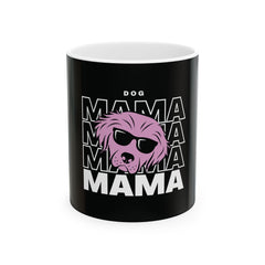 Cool "Dog Mama" T-Shirt with Pink Pup Design - Perfect for Dog Moms Woman | Animal Moms Apparel Dog Lovers - Paw Print Lovers - Pet Lovers Mug Ceramic Mug, (11oz, 15oz)