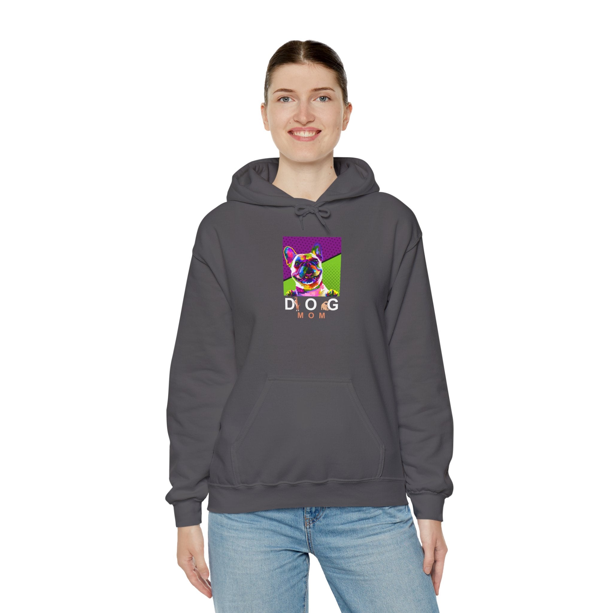 Dog Mom Cool Colorful Dog Printed on Women’s Apparel - Pet Lovers Hoodie - Dog Paw Lovers Unisex Heavy Blend™ Hooded Sweatshirt