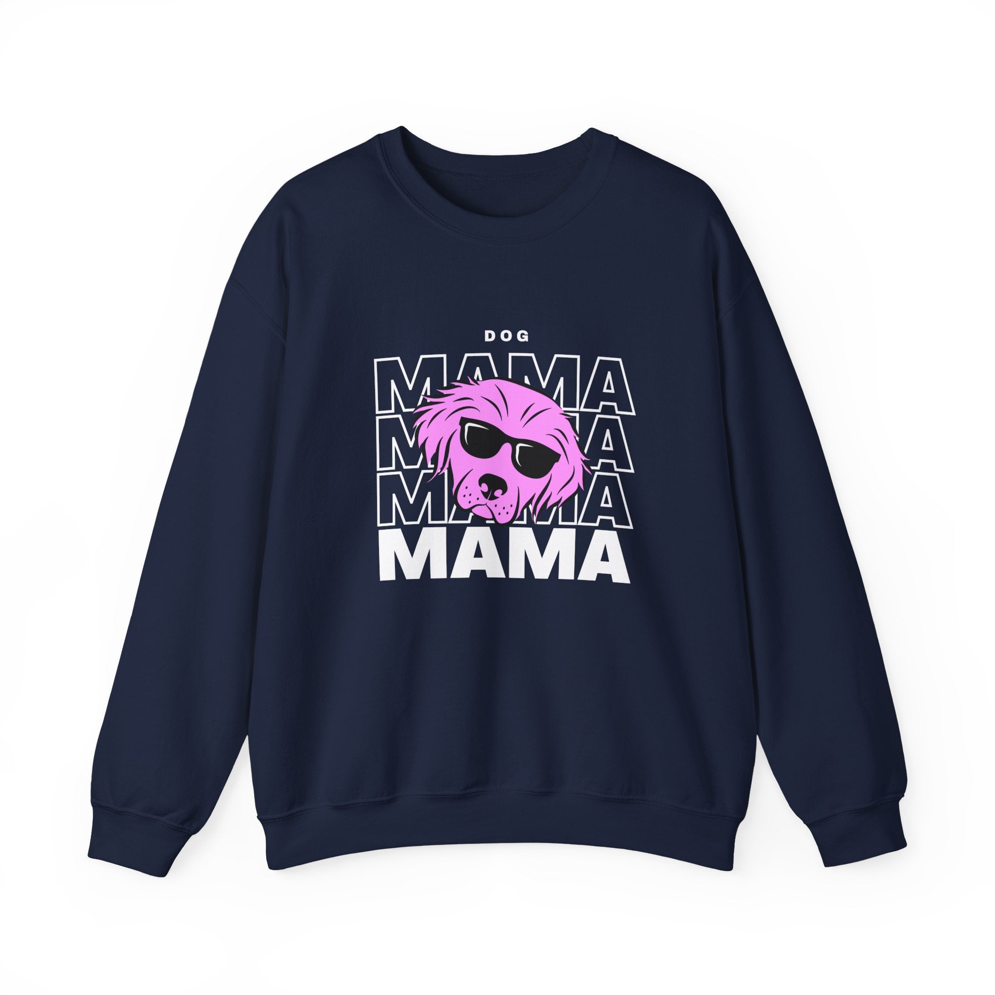 Cool "Dog Mama" T-Shirt with Pink Pup Design - Perfect for Dog Moms Woman | Animal Moms | Animal Moms - Dog Owners Sweatshirt - Dog Lovers Sweatshirt - Unisex Heavy Blend™ Crewneck Sweatshirt