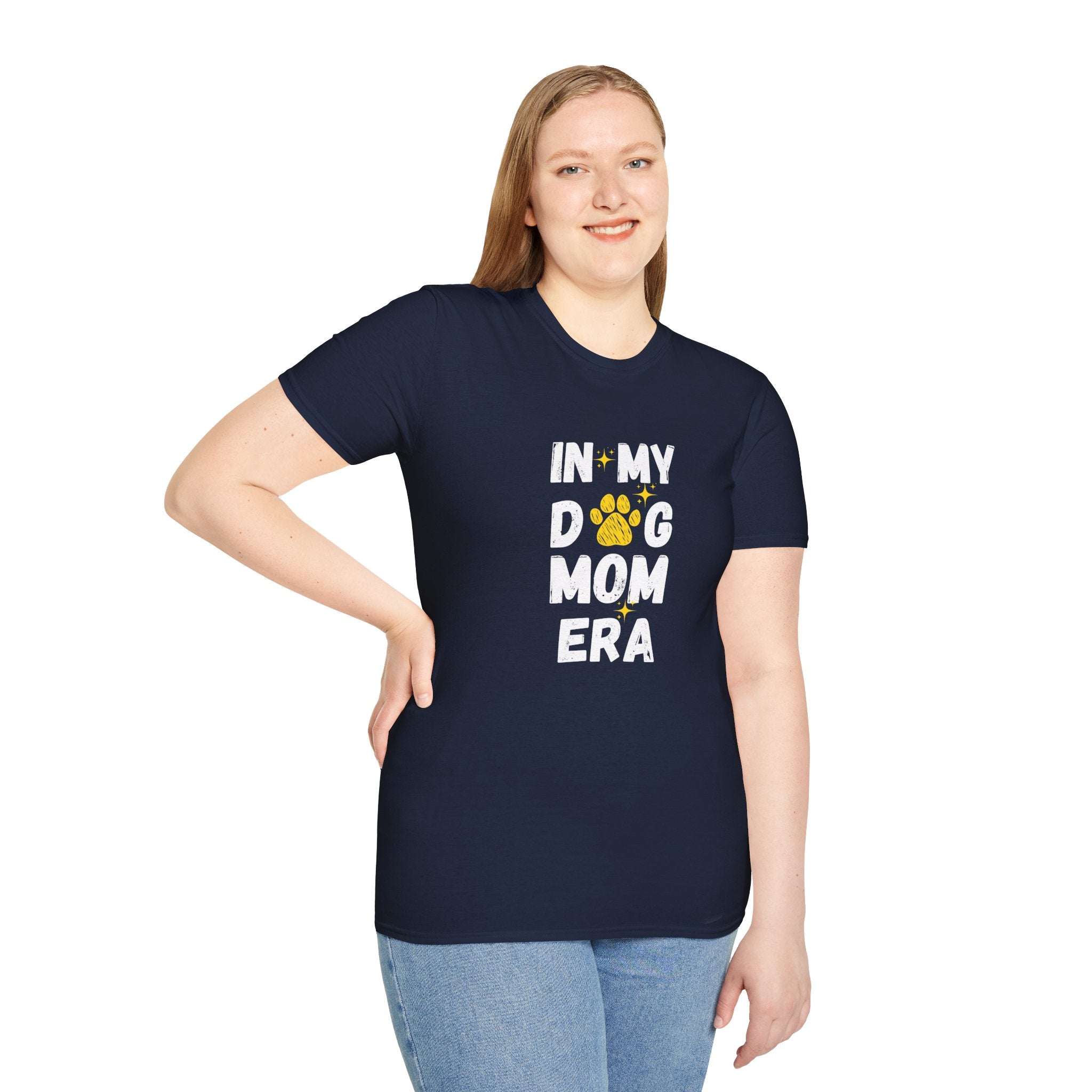 In My Dog Mama Era Cool Paw Art - Funny Pet Lover Tee for Dog Moms | Pet Lovers Cute Pet Tees with Dog and Woman | Animal Moms - Dog Lover Paw Shirt - Dog Mom Paw Lover Shirt - Unisex Softstyle T-Shirt